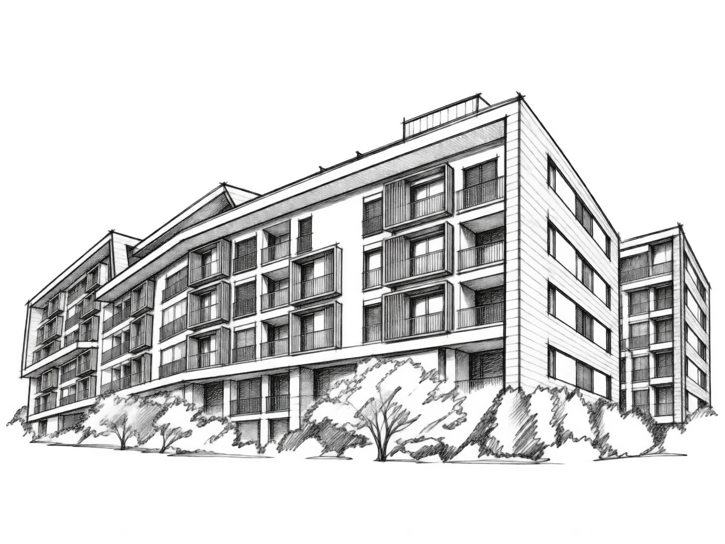 Hand-drawn architectural sketch of Glavarjeva rezidenca